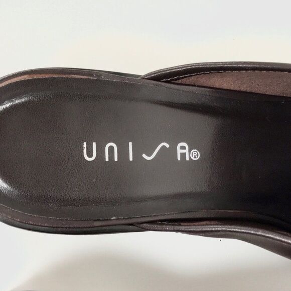 Vintage 90s Brown Dark Academia Slip On Preppy Cottagecore Heeled Mules / 7.5 - Picture 9 of 10